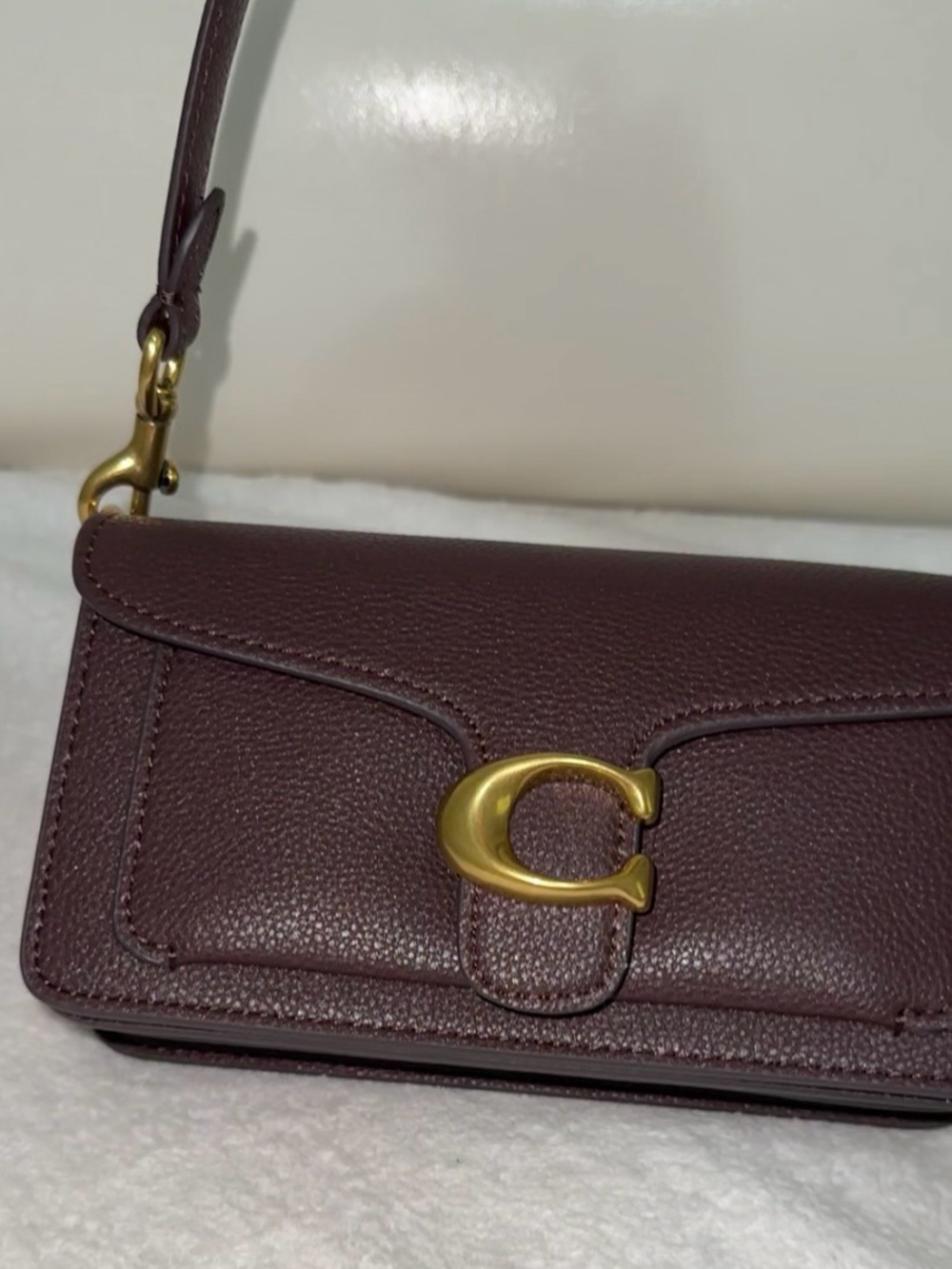 Coach Pebbled Leather Crossbody in Plum with Gold Hardware